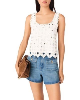Maje Limiroir Mirrored Crochet Top