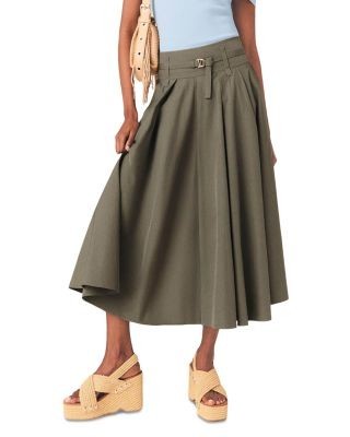 Maje Jeji Belted Midi Skirt