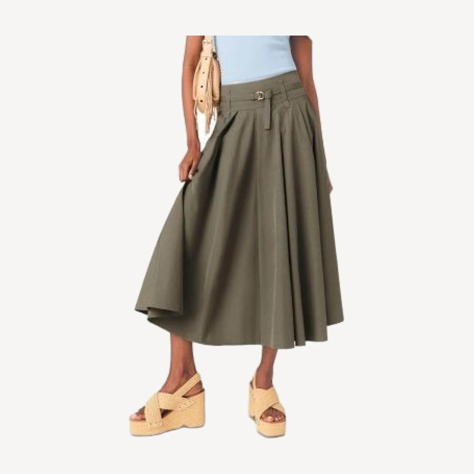 Maje Jeji Belted Midi Skirt