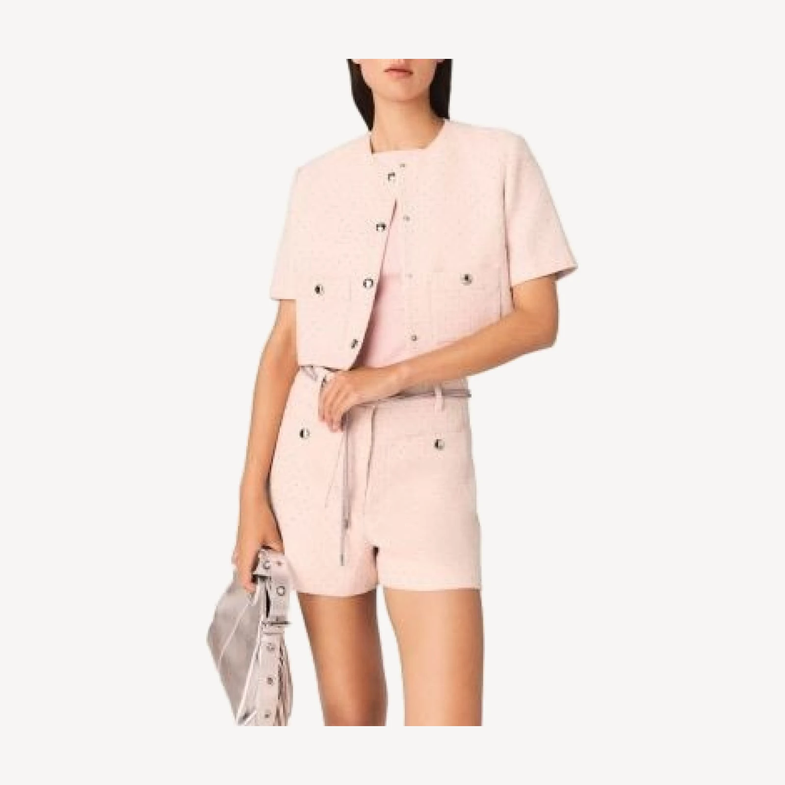 Maje Short Sleeve Tweed Jacket