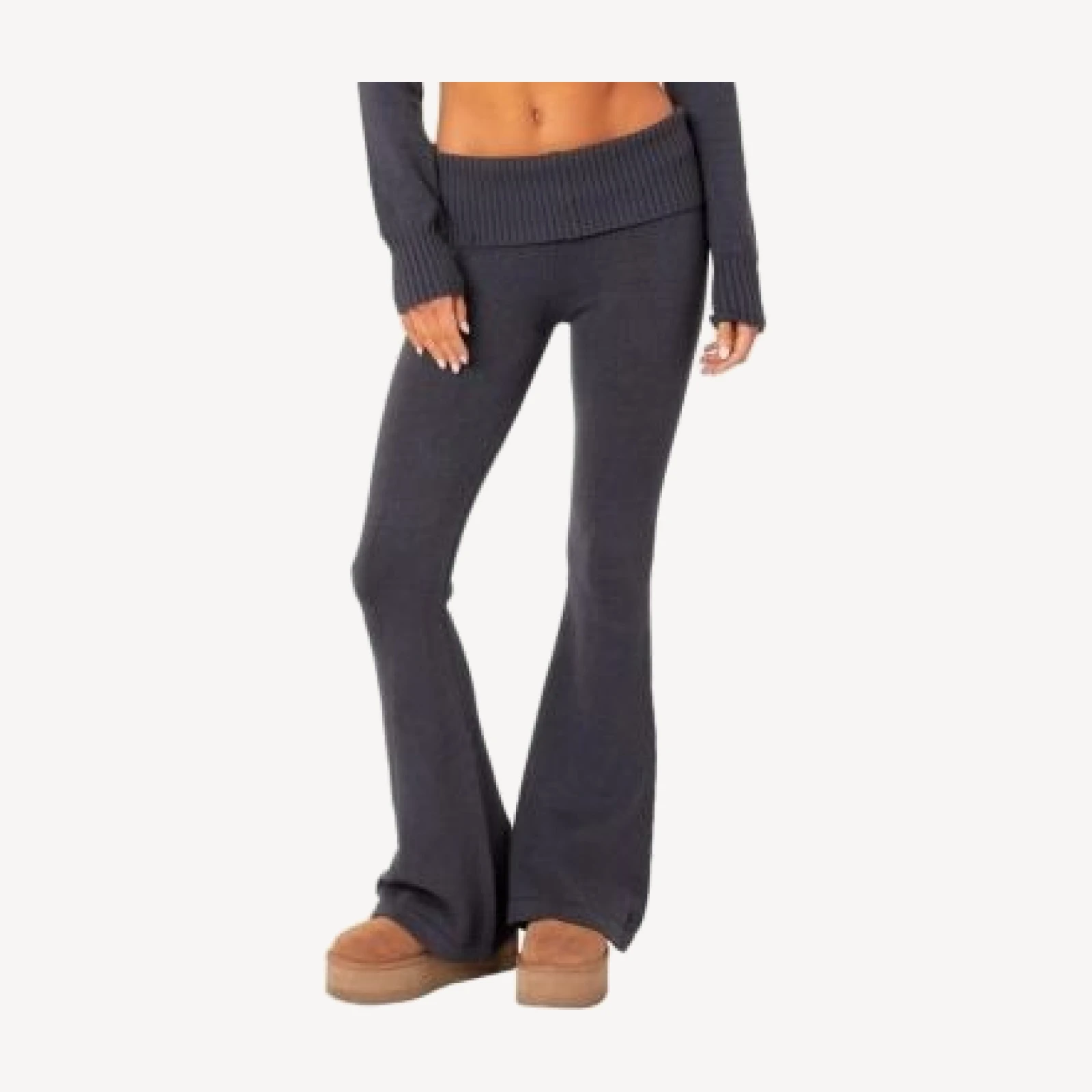Edikted Desiree Knitted Low Rise Fold Over Pants