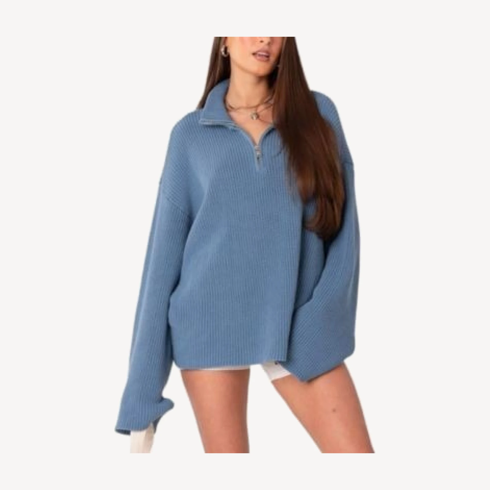 Edikted Amour High Neck Oversized Zip Sweater