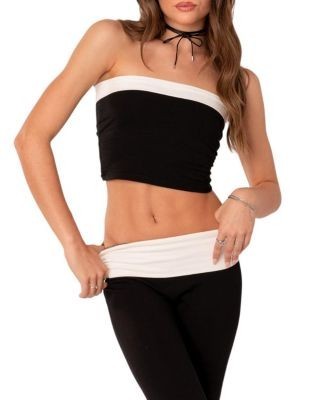 Edikted Contrast Fold Over Tube Top