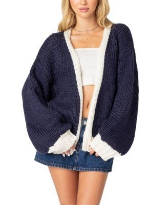 Edikted Contrast Chunky Knit Cardigan