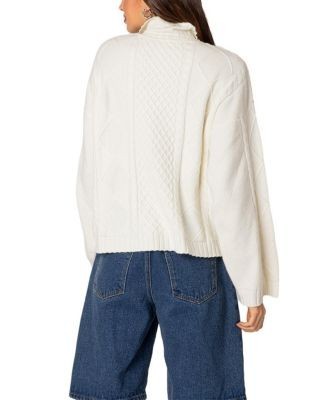 Edikted Oversized Quarter Zip Cable Knit Sweater