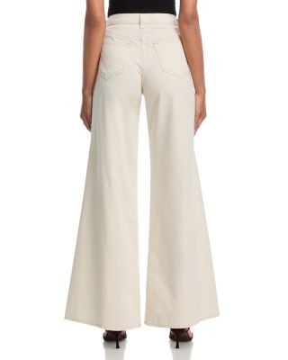 L'Agence Beau High Rise T Seam Wide Leg Jeans in Macadamia