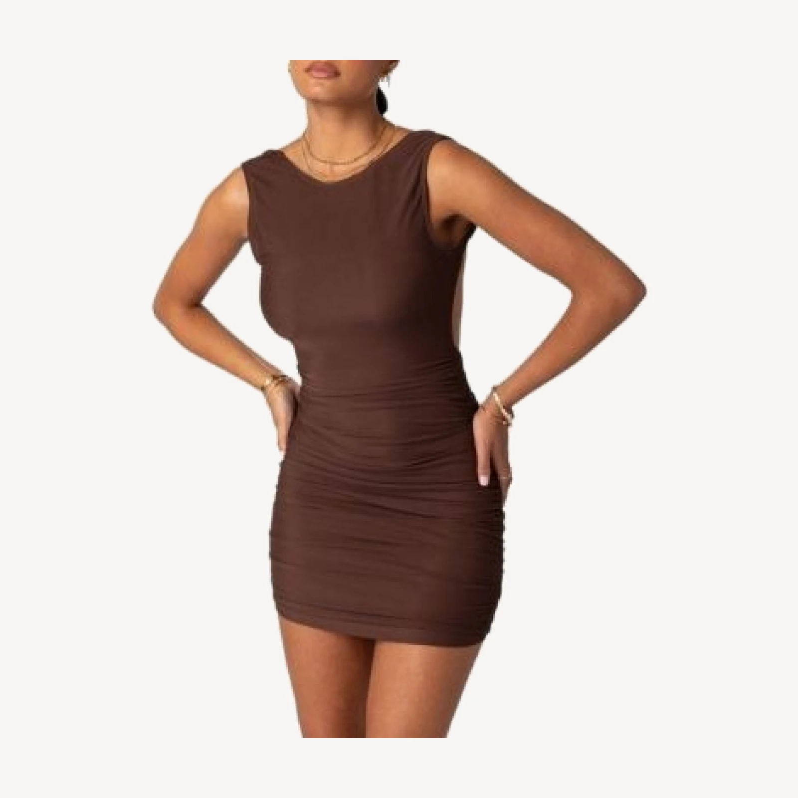Edikted Mikey Ruched Open Back Mini Dress