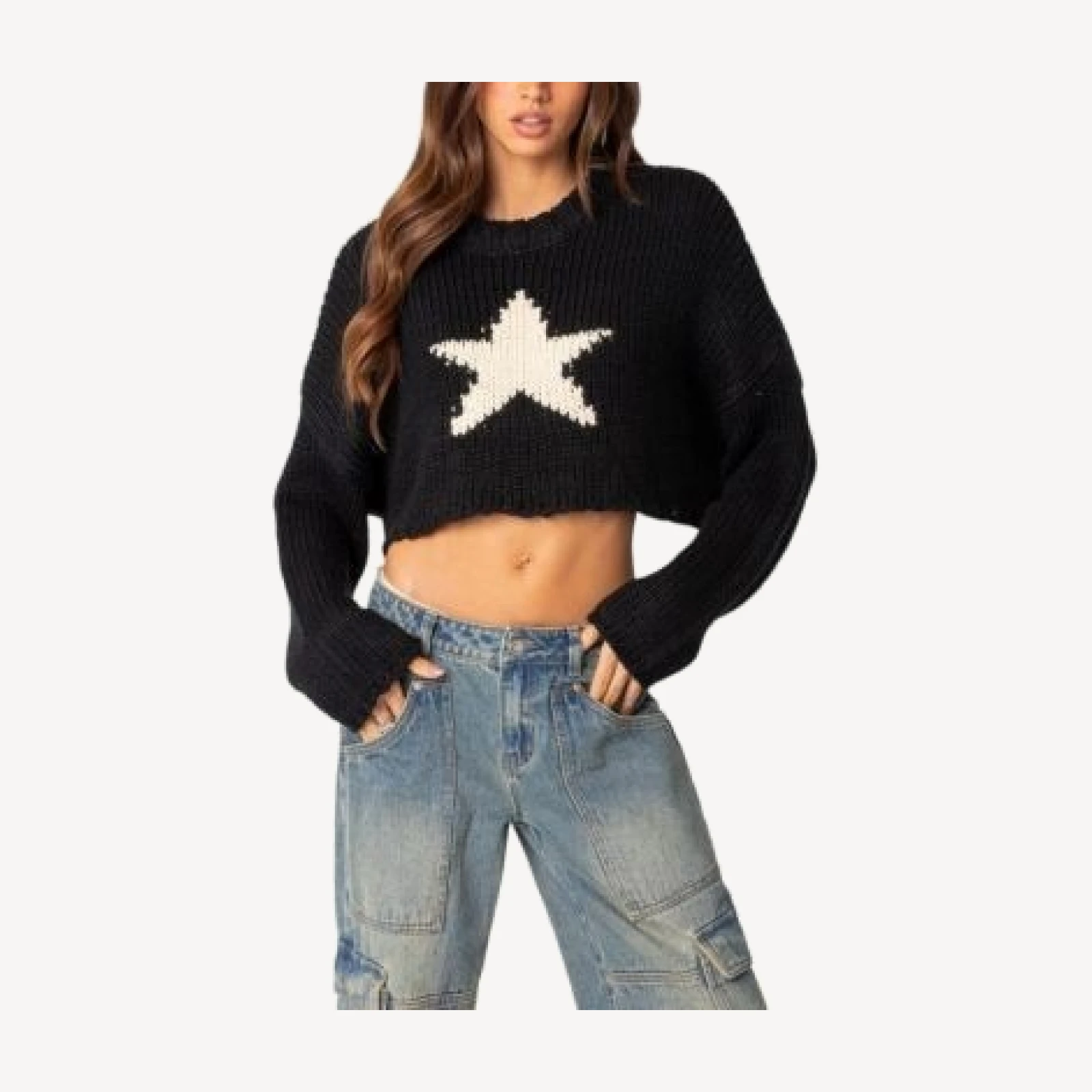 Edikted Mega Star Cropped Sweater