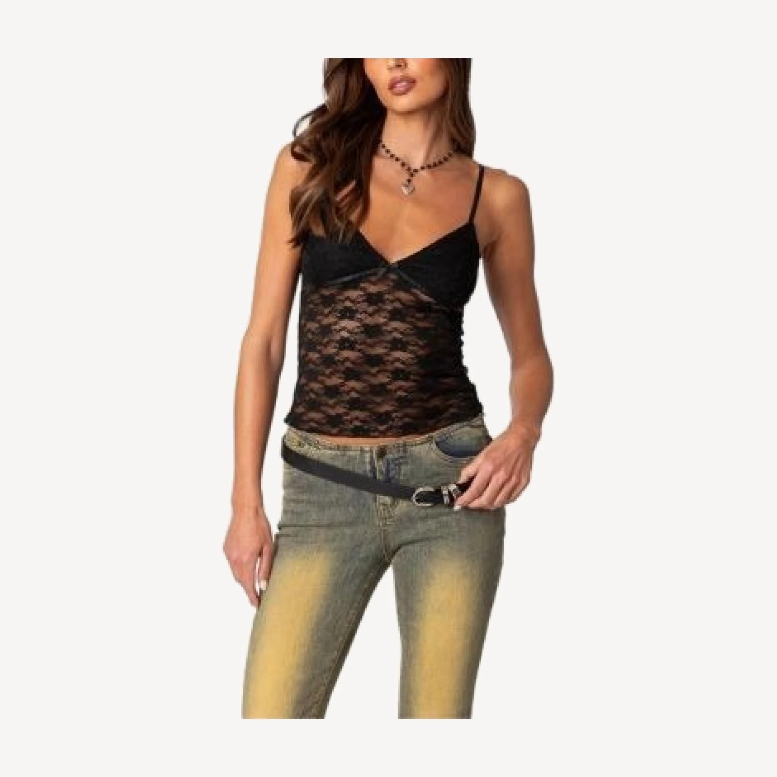 Edikted Eira Sheer Lace Tank Top