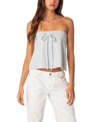 Edikted Caroline Tie Front Strapless Top