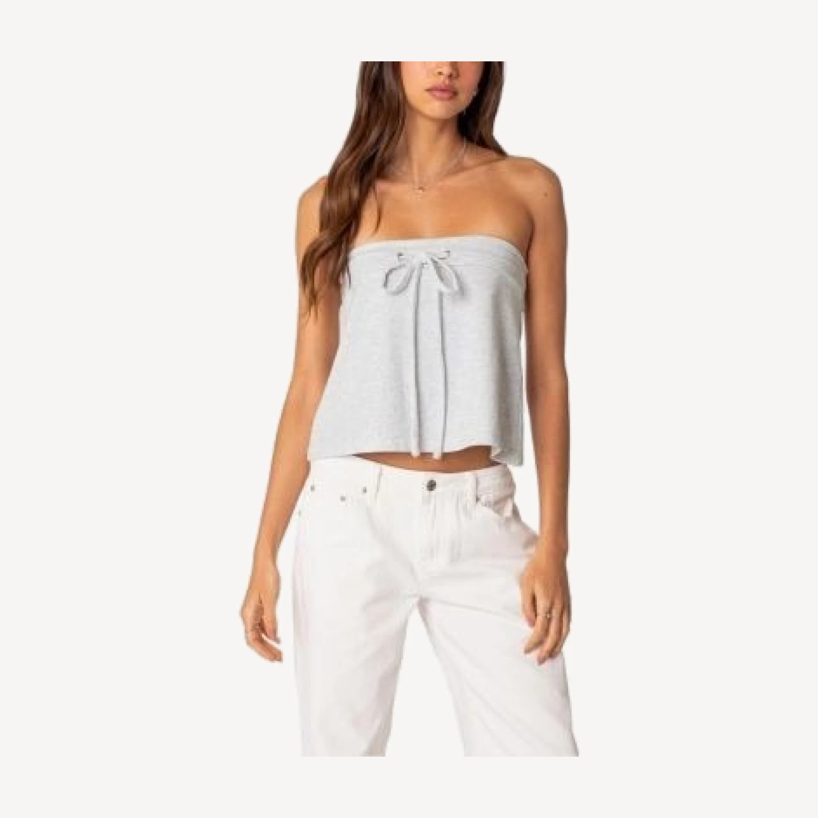 Edikted Caroline Tie Front Strapless Top