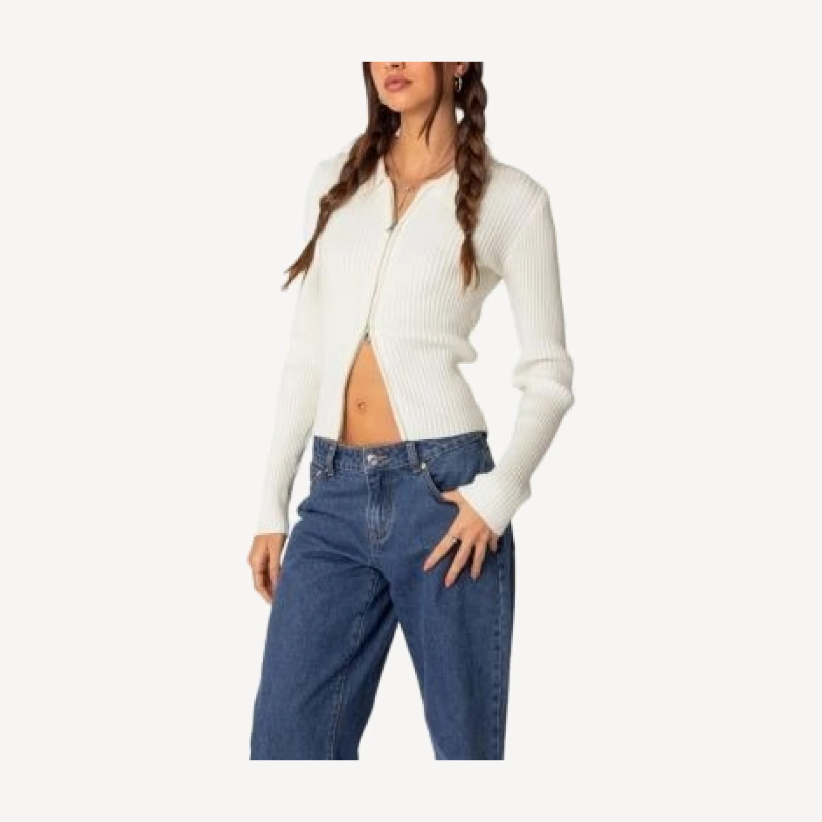 Edikted Cora Knitted Zip Up Cardigan