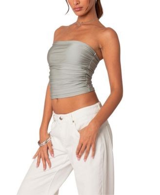 Edikted Maxeen Shiny Gathered Tube Top