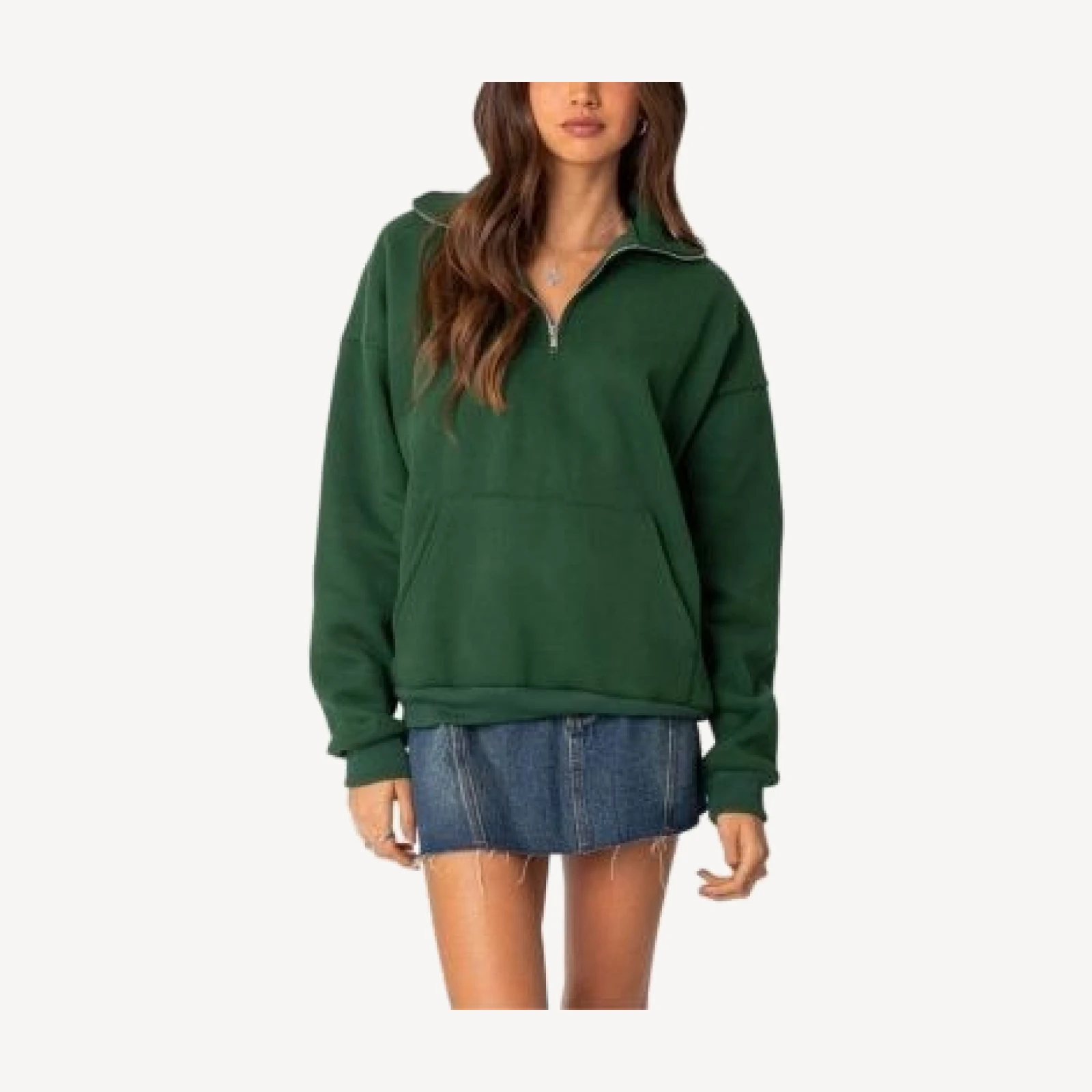 Edikted Oversized Quarter Zip Sweatshirt