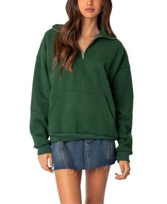 Edikted Oversized Quarter Zip Sweatshirt