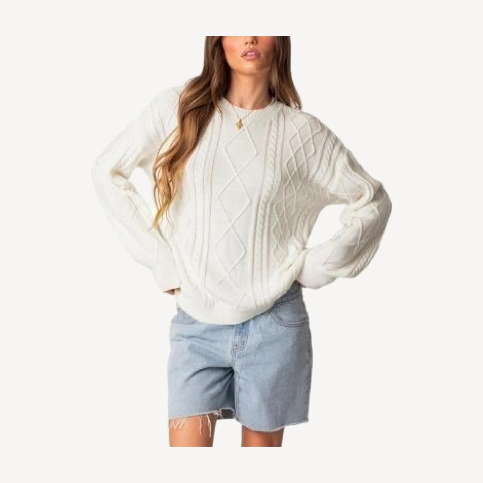 Edikted Jessy Cable Knit Oversized Sweater