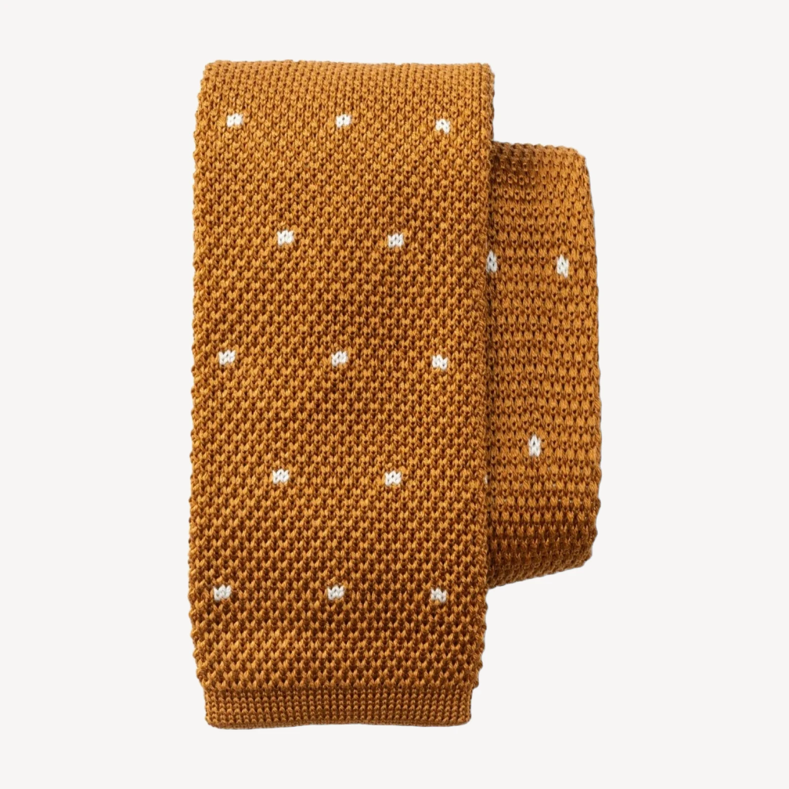 Cotton Polka Dot Knit Tie - Spiced Oak