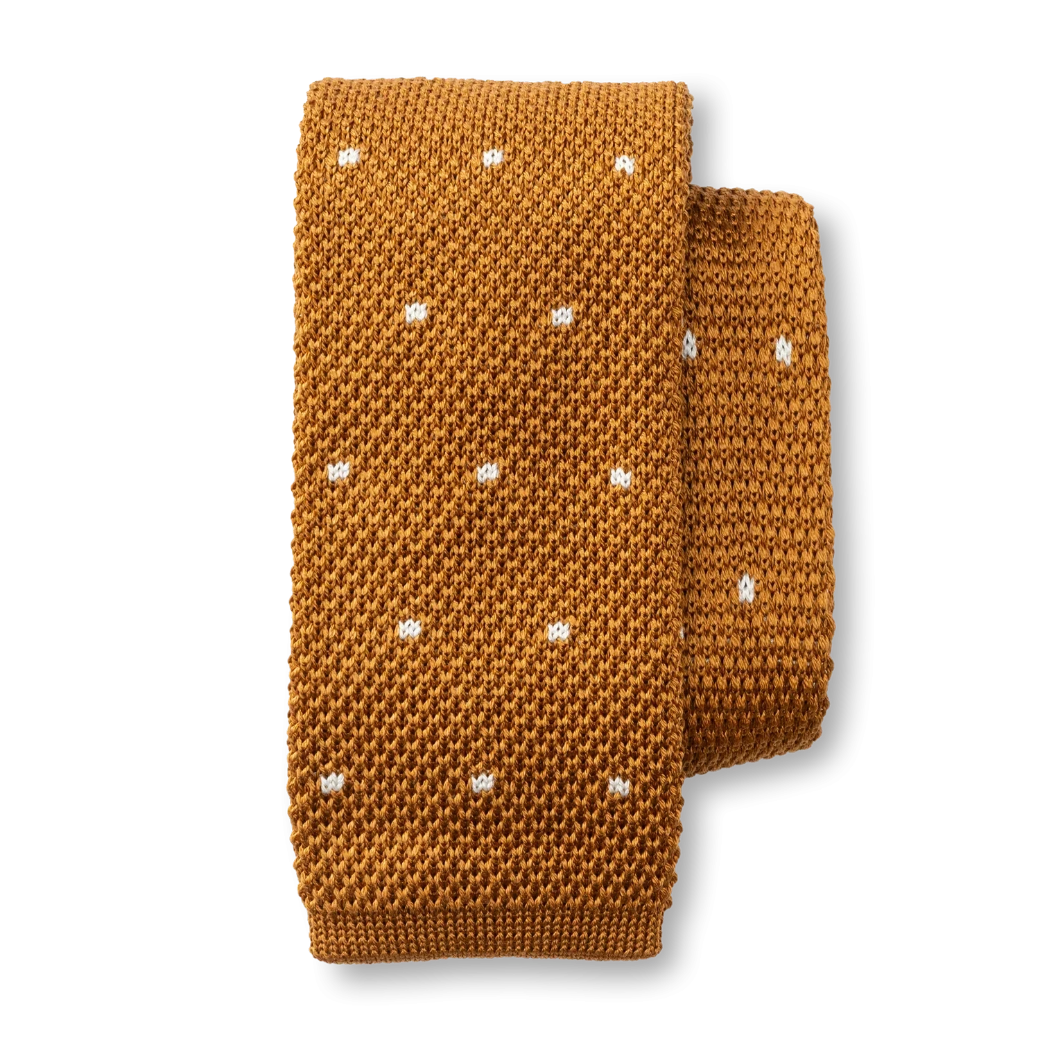 Cotton Polka Dot Knit Tie - Spiced Oak