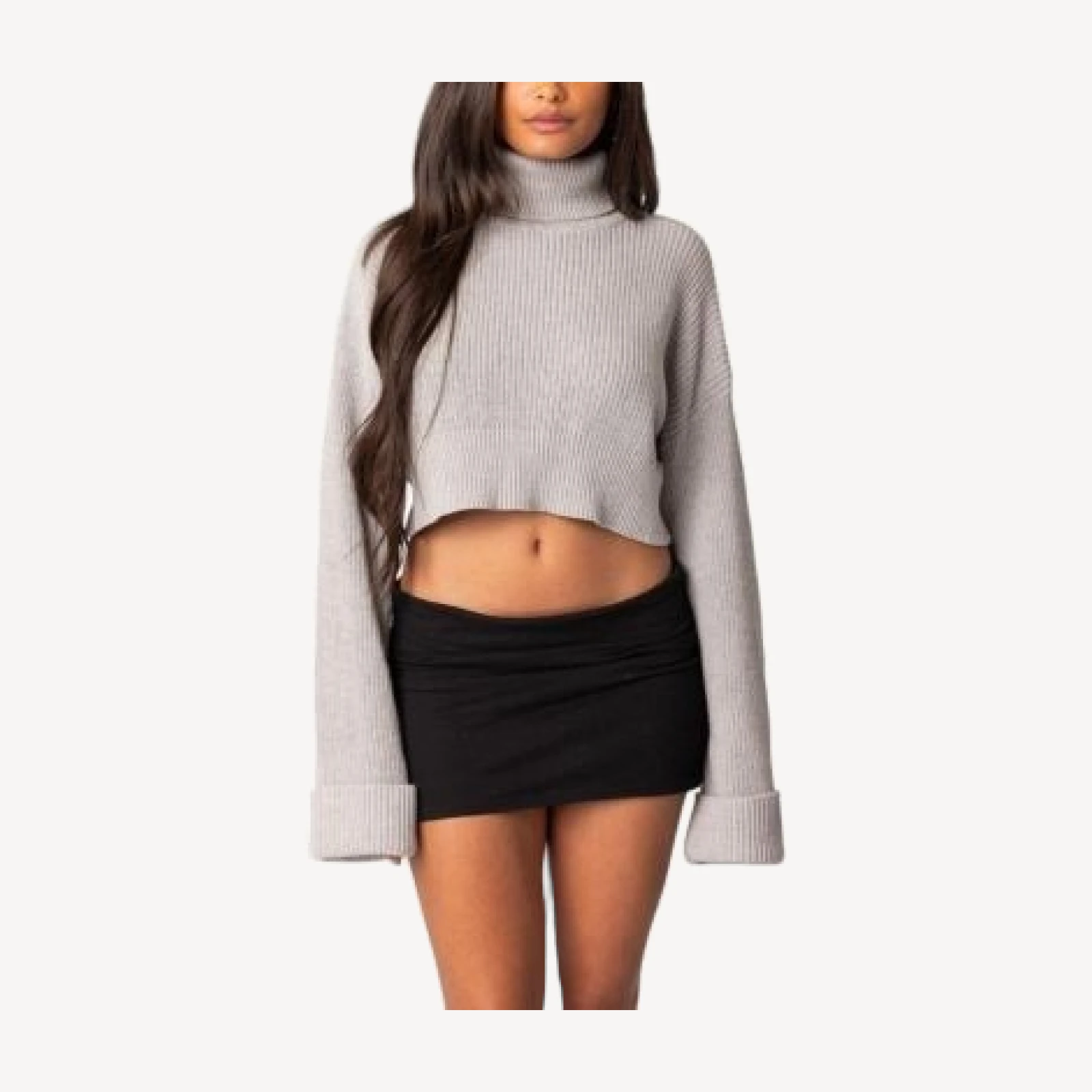 Edikted Oversized Turtle Neck Cropped Sweater