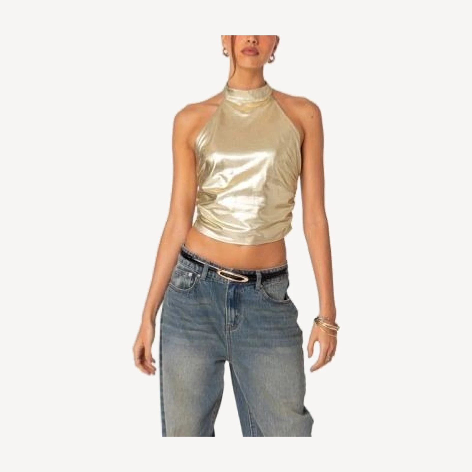 Edikted Karter Metallic Halter Top