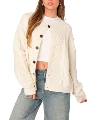 Edikted Rory Oversized Cable Knit Cardigan