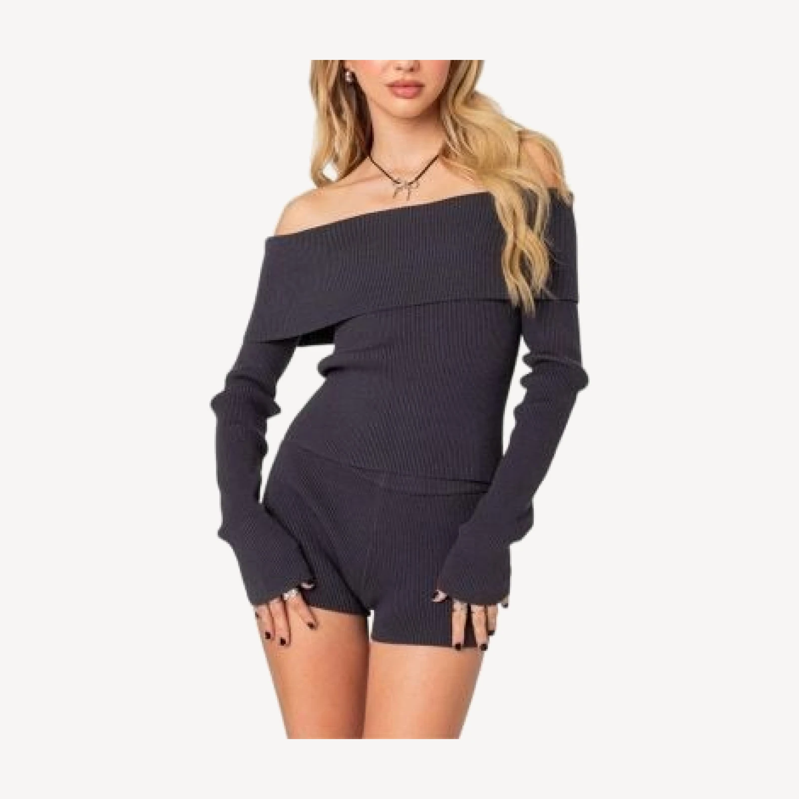 Edikted Miriam Fold Over Knit Top