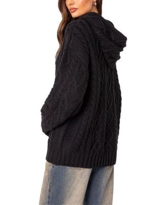 Edikted Oversized Cable Knit Hoodie