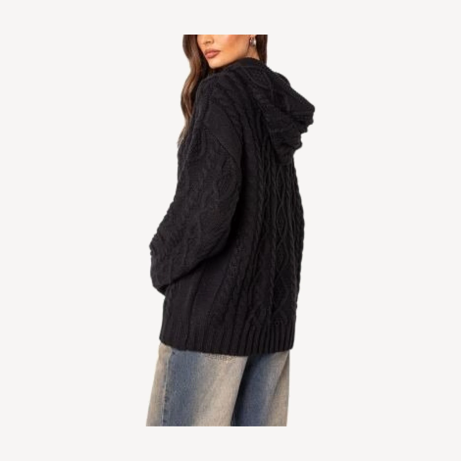Edikted Oversized Cable Knit Hoodie