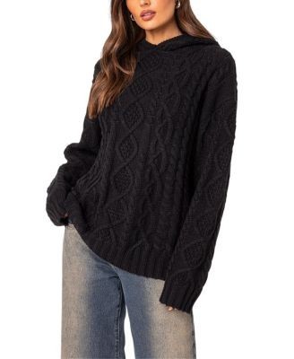 Edikted Oversized Cable Knit Hoodie