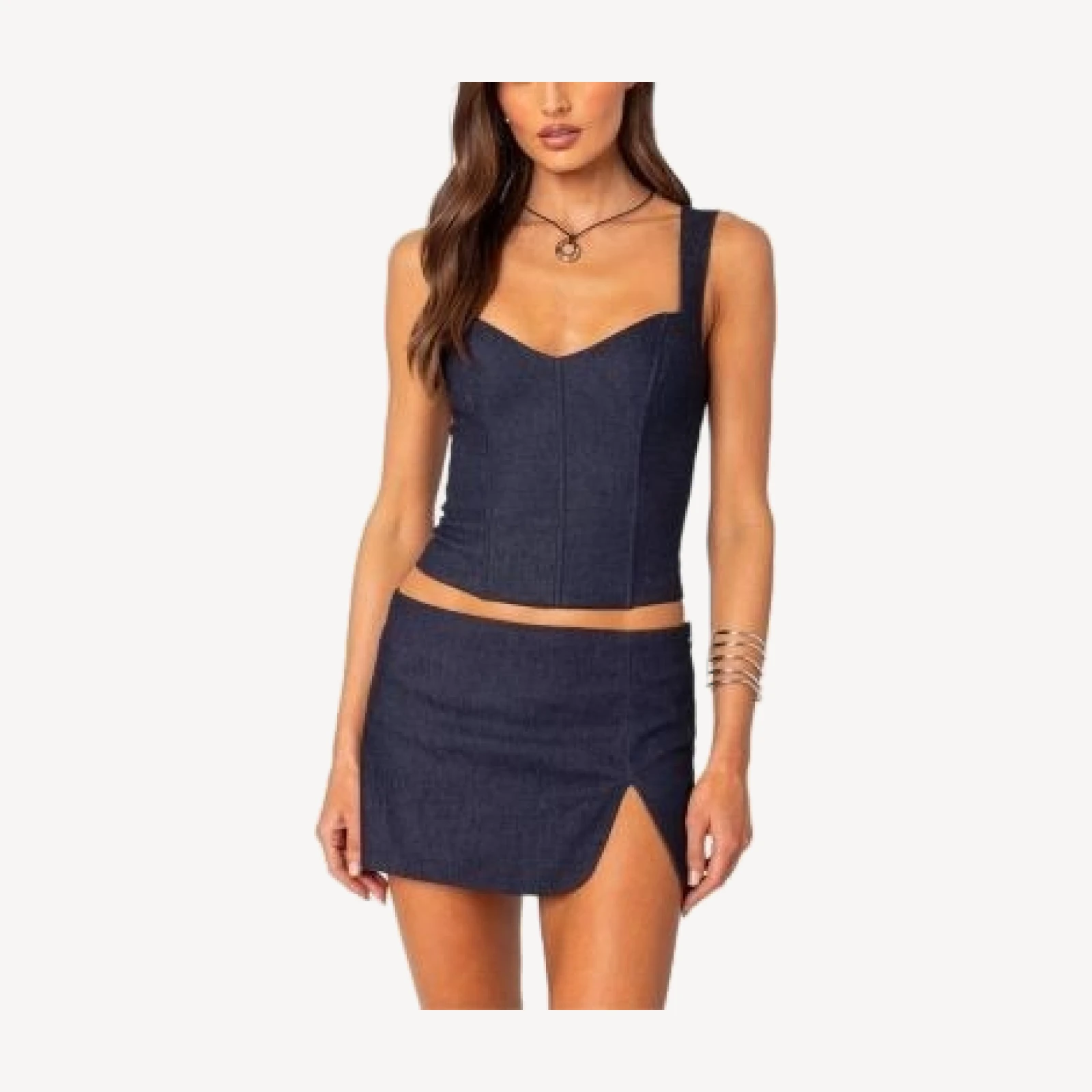 Edikted Jemma Lace Up Denim Corset