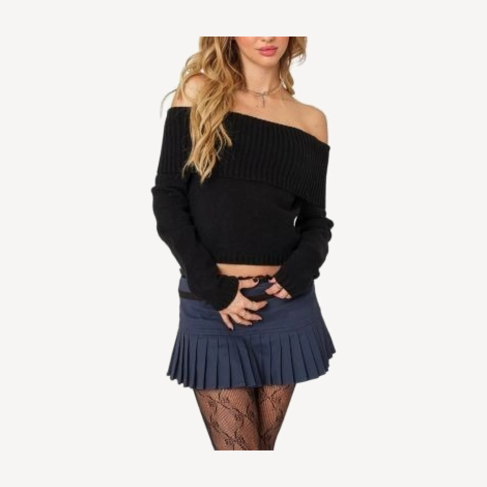 Edikted Tamara Fold Over Knit Top