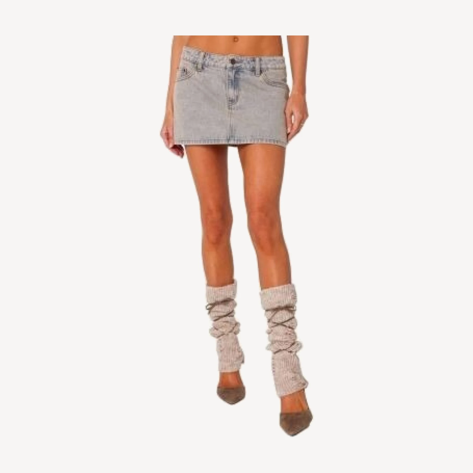 Edikted Vintage Like Washed Denim Mini Skirt