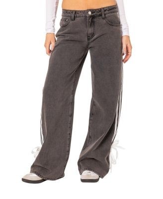 Edikted Washed Low Rise Ribbon Jeans