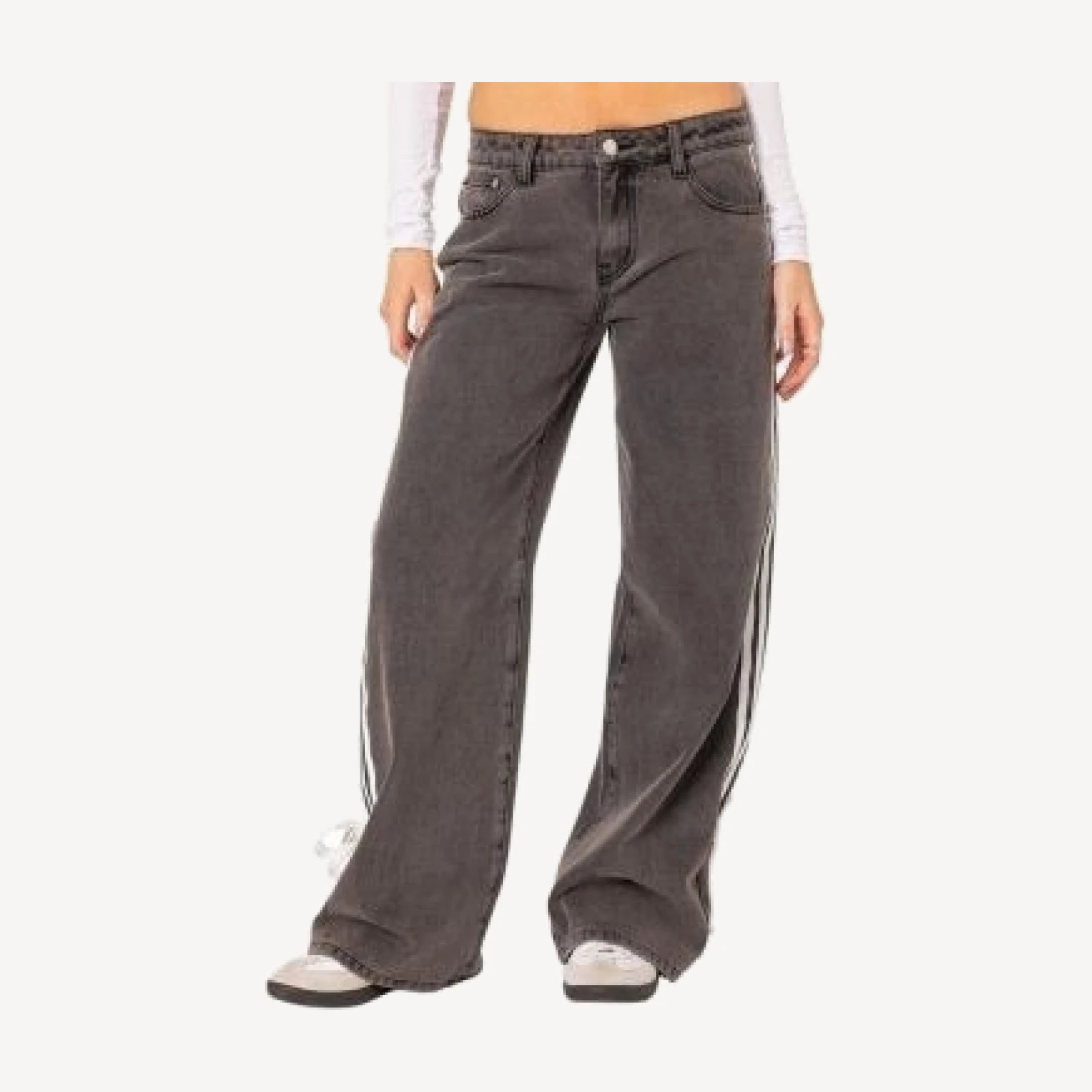 Edikted Washed Low Rise Ribbon Jeans