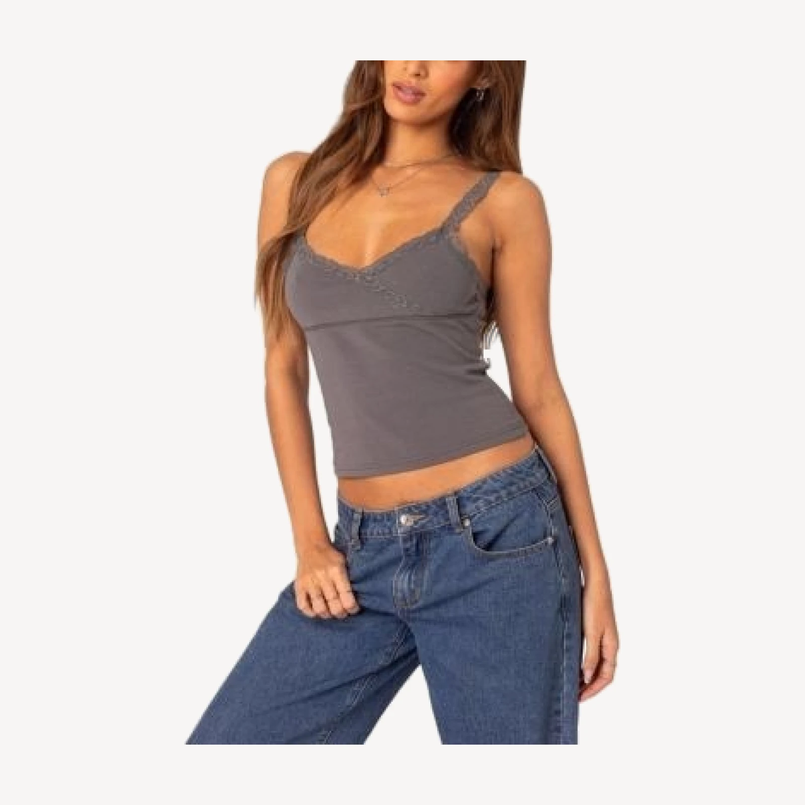 Edikted Amilia Lace Trim Tank Top