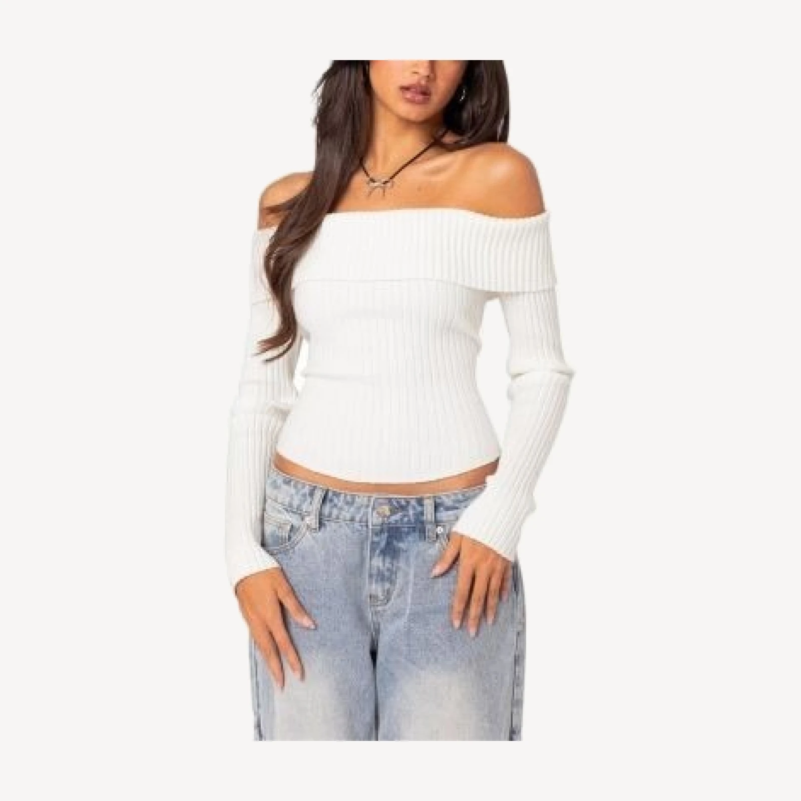 Edikted Lauren Knit Fold Over Top