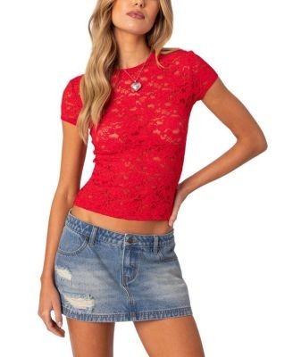 Edikted Kaori Sheer Lace Tee