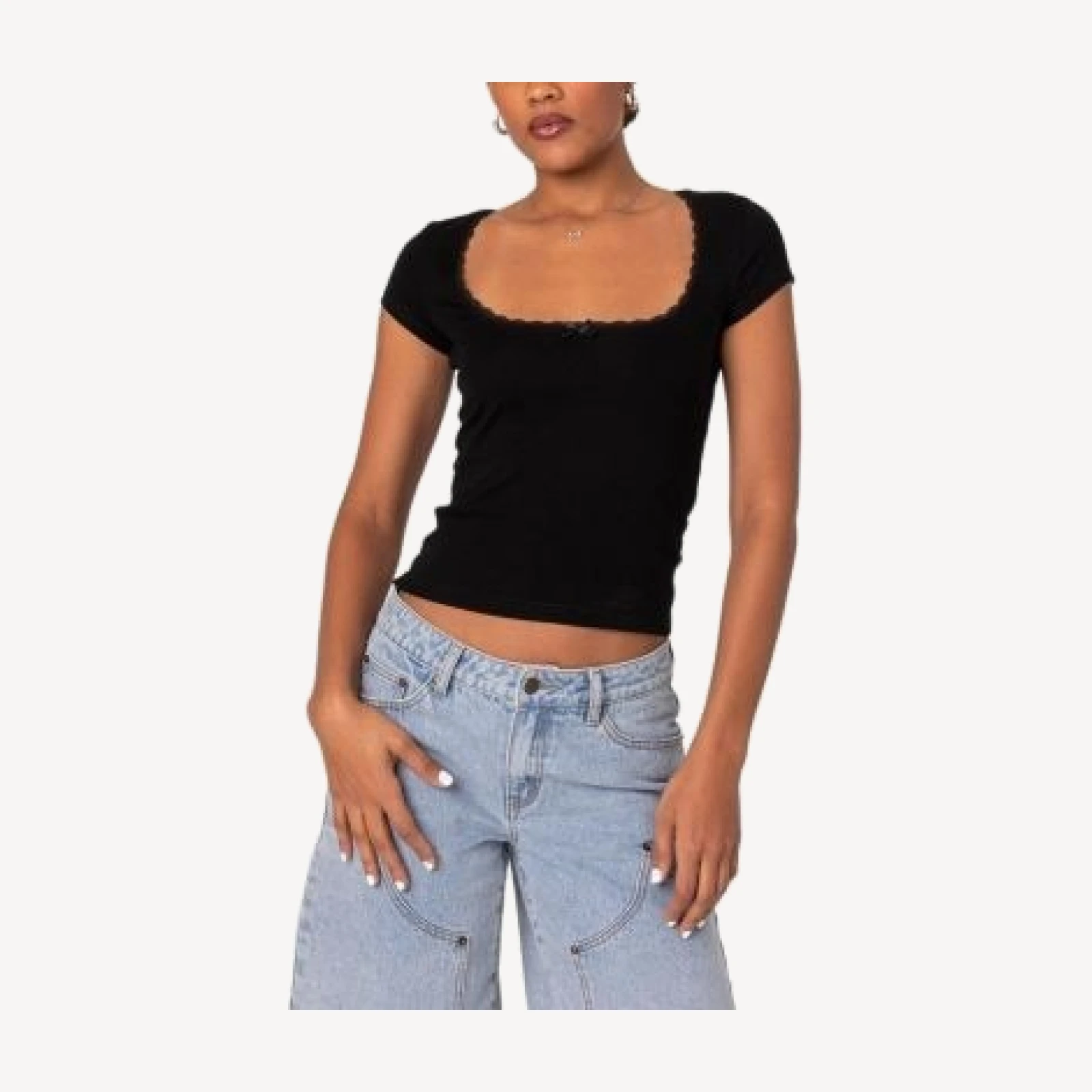 Edikted Priscilla Lace Trim T-Shirt