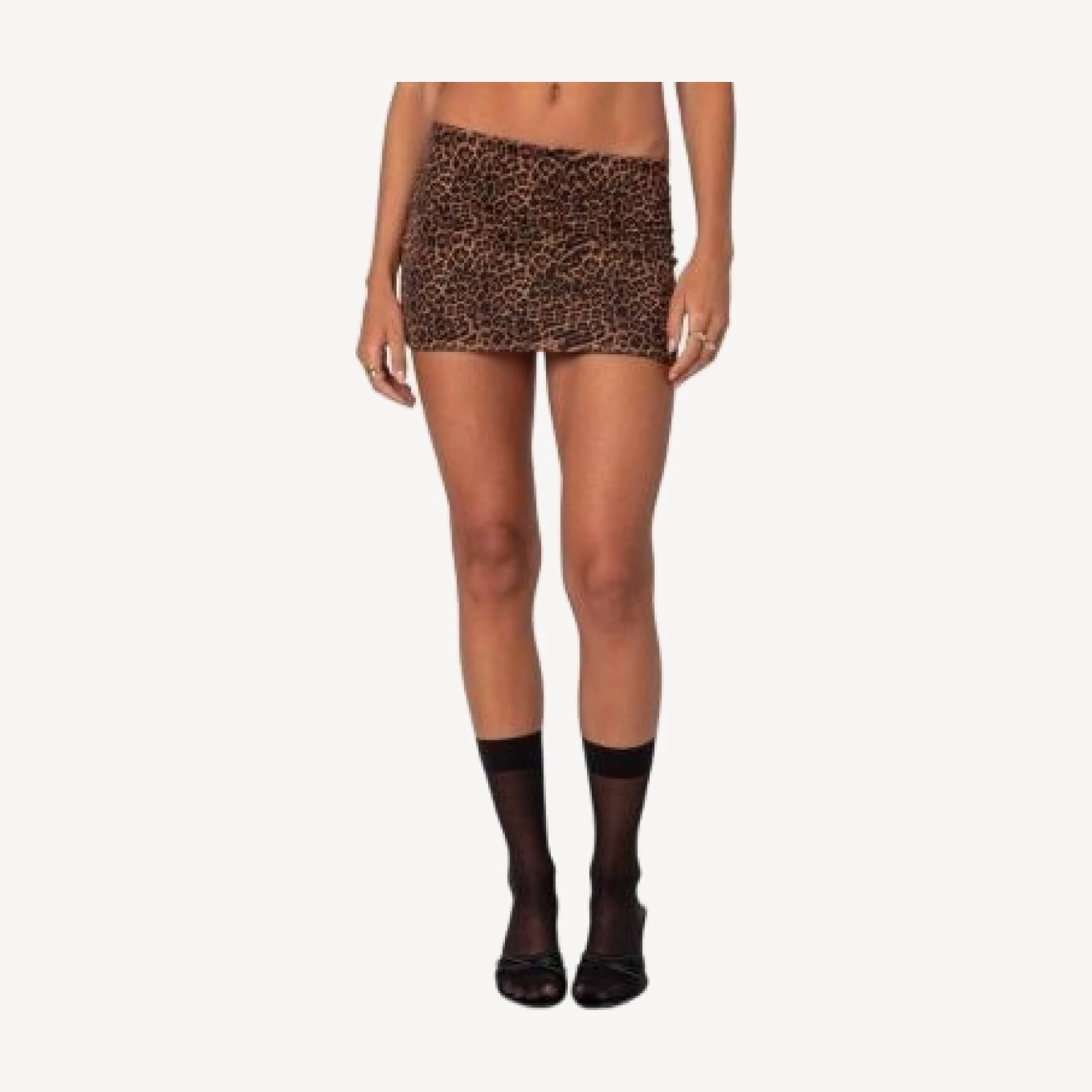 Edikted Edin Leopard Print Mesh Mini Skirt