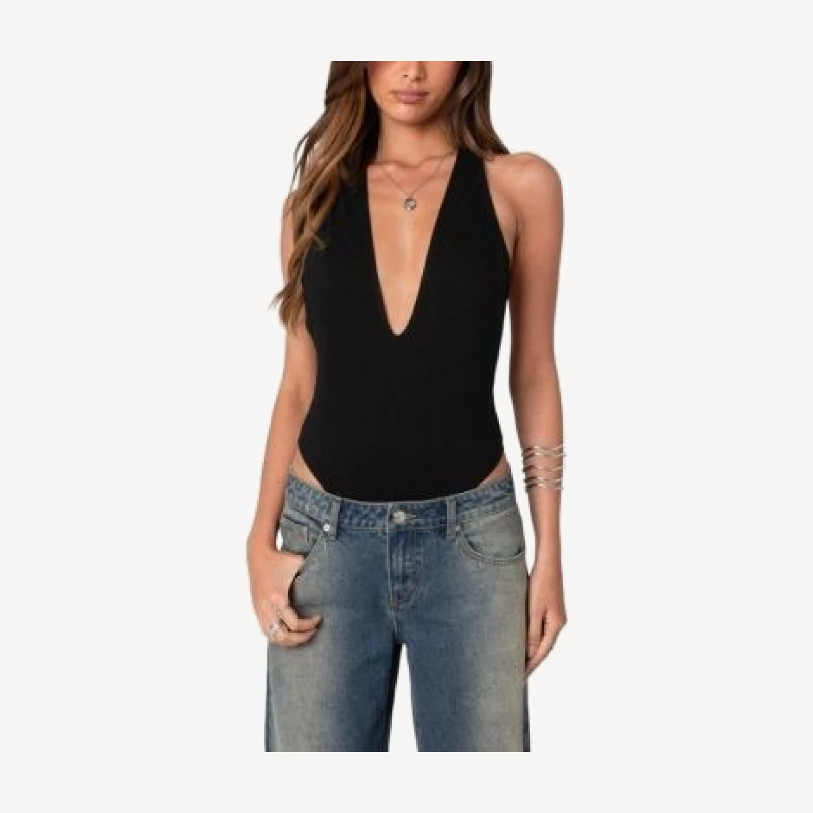 Edikted Deep V Backless Bodysuit