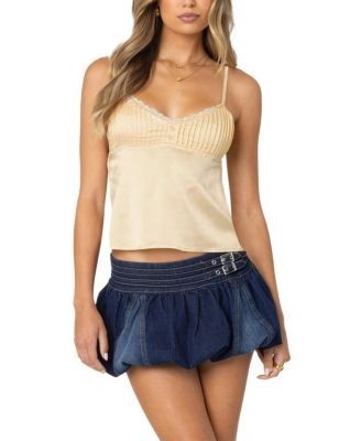 Edikted Blanca Satin Lace Trim Tank Top