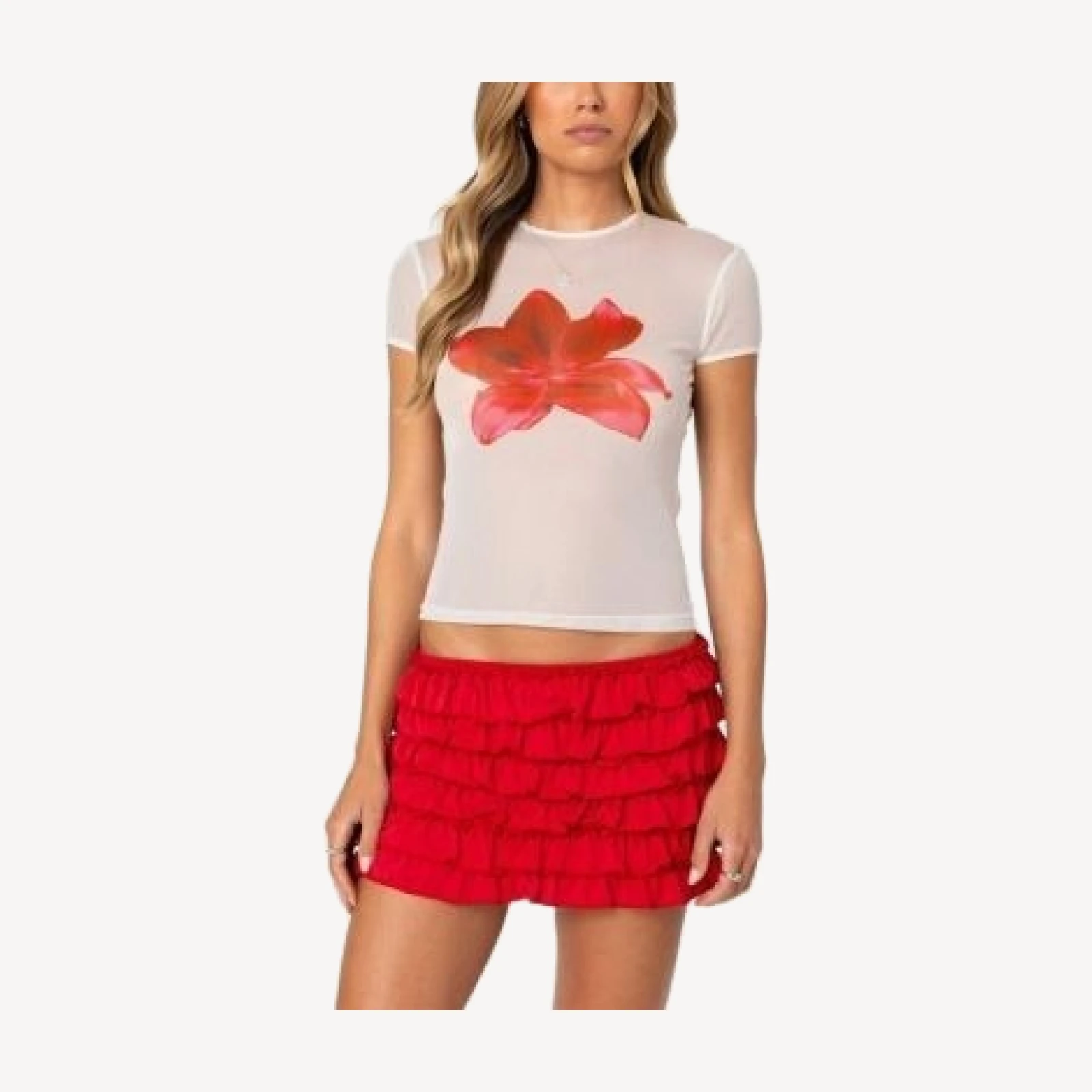 Edikted Aloha Sheer Mesh Tee