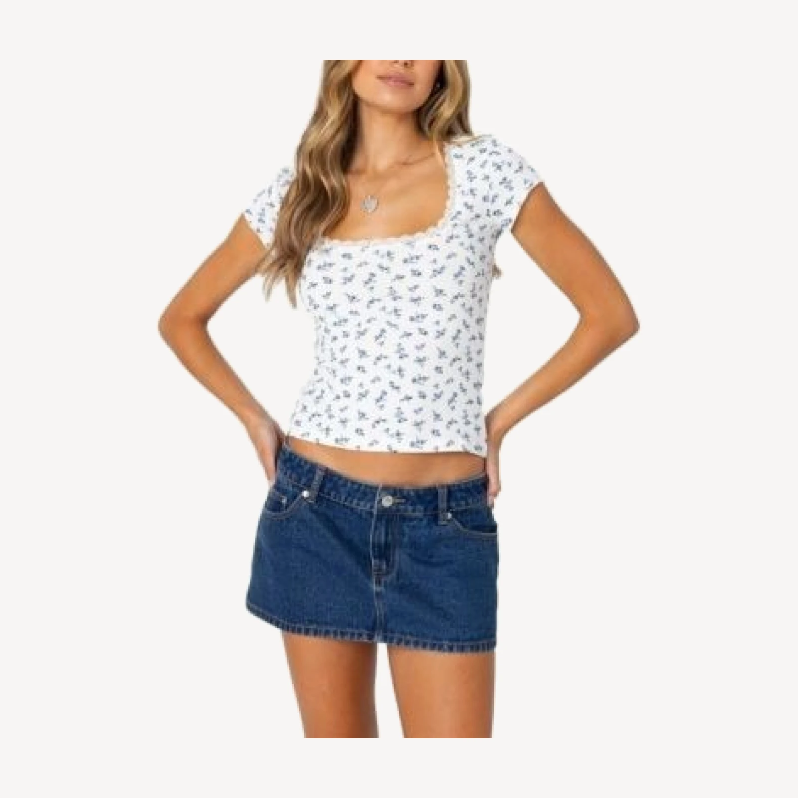 Edikted Orly Floral Ribbed Top