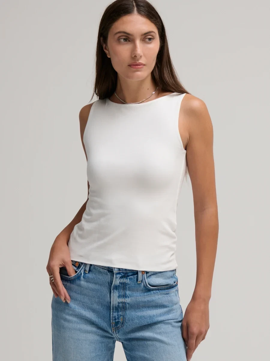 STRETCH PIMA BOAT NECK TANK