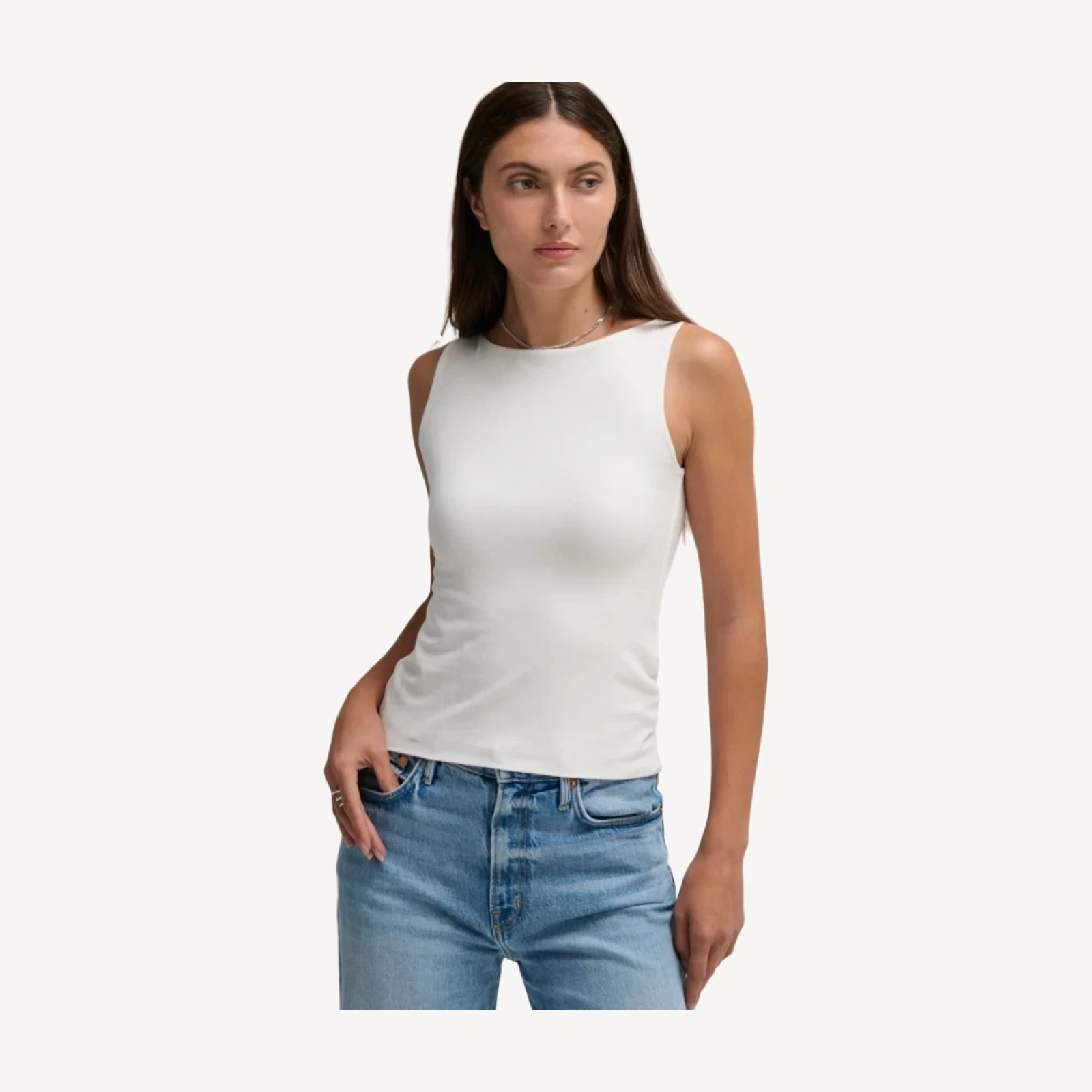 STRETCH PIMA BOAT NECK TANK
