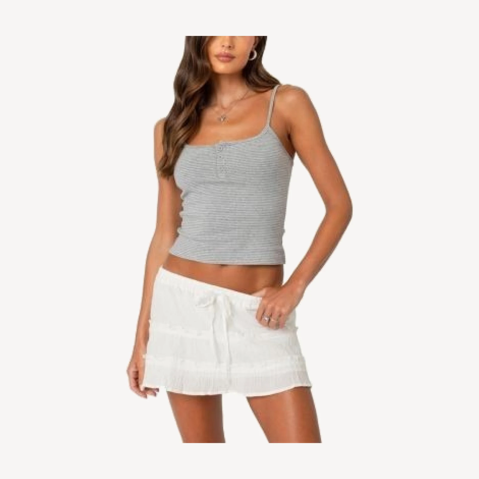 Edikted Striped Henley Tank Top