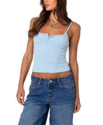 Edikted Ribbed Henley Tank Top