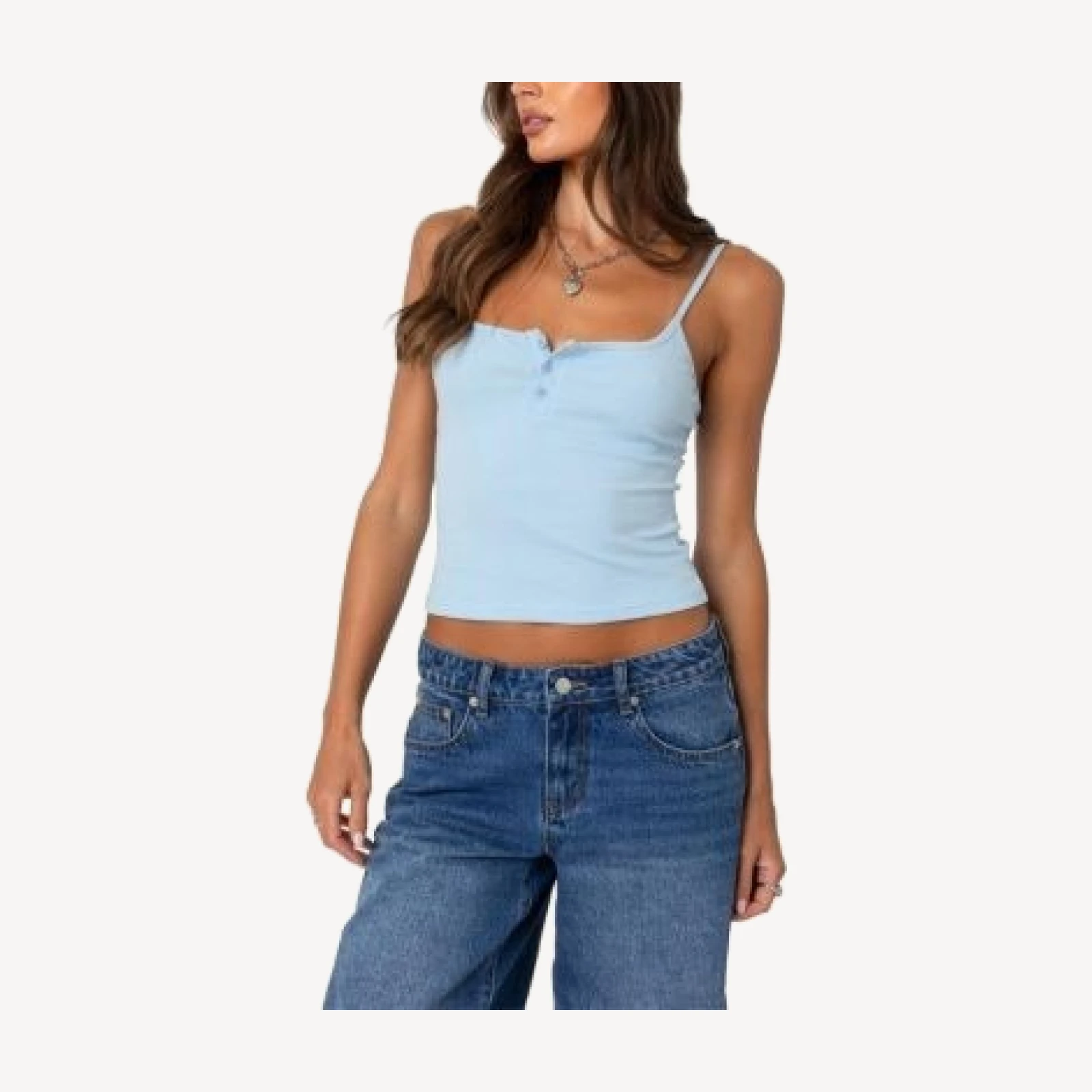 Edikted Ribbed Henley Tank Top