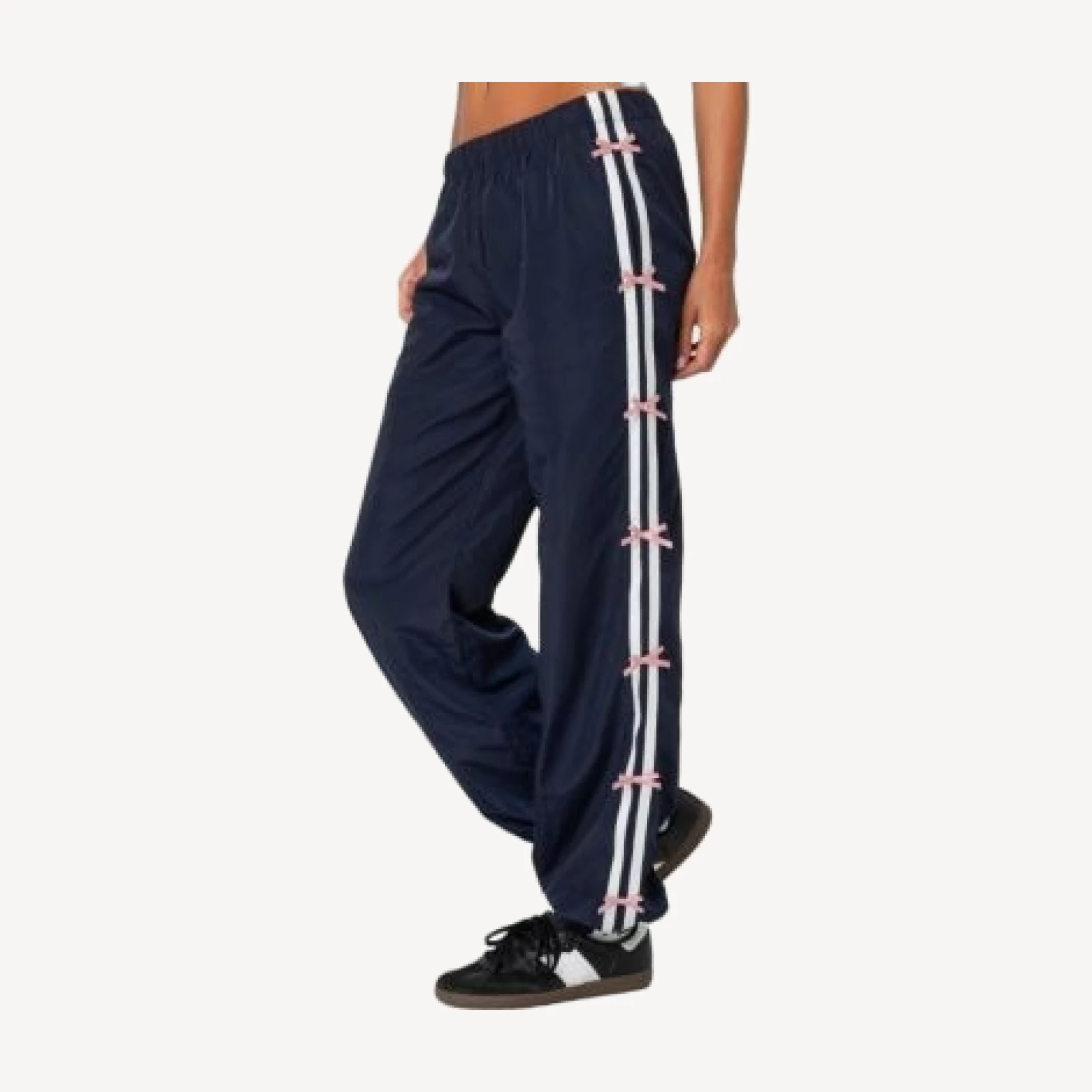 Edikted Bow Stripe Nylon Track Pants