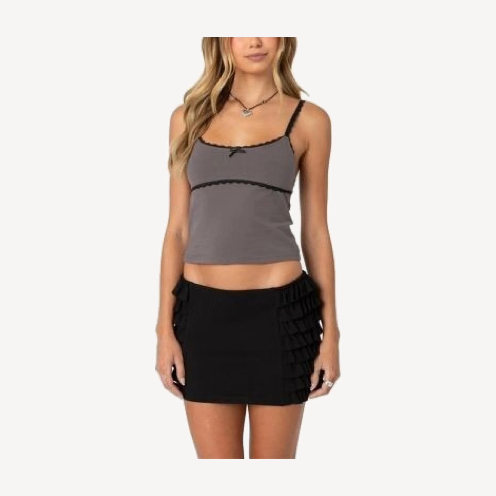 Edikted Elin Lace Trim Tank Top